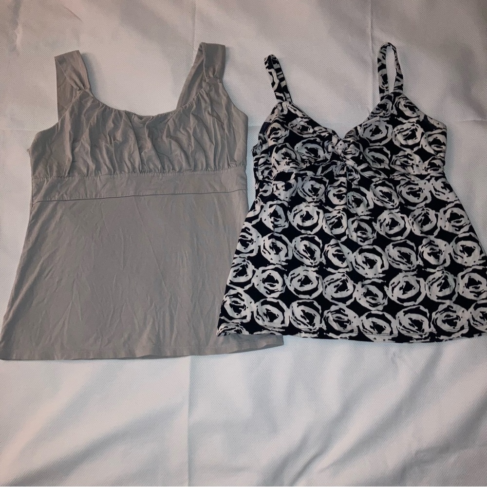 Set of 2 Ann Taylor Stylish Women's Gray and Black Tops